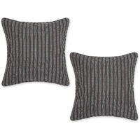 SLATE GRAY DOBBY STRIPES RECYCLED COTTON PILLOW COVER 18x18 SET/2