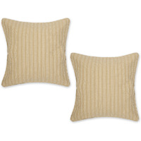 BISCUIT DOBBY STRIPES RECYCLED COTTON PILLOW COVER 18x18 SET/2