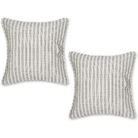 OFF-WHITE DOBBY STRIPES RECYCLED COTTON PILLOW COVER 18x18 SET/2