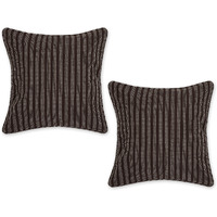 CHOCOLATE BROWN DOBBY STRIPES RECYCLED COTTON PILLOW COVER 18x18 SET/2