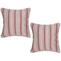 BARN RED HERRINGBONE STRIPE RECYCLED COTTON PILLOW COVER 18x18 SET/2