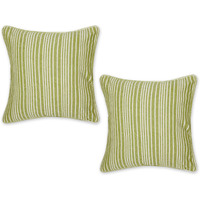 AVOCADO CHAMBRAY STRIPE RECYCLED COTTON PILLOW COVER 18x18 SET/2