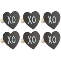 HEART CHALKBOARD NAPKIN RING SET/6