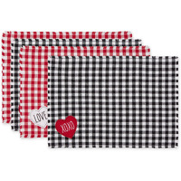 LOVE & XOXO CHECKERS EMBELLISHED PLACEMATS SET/4
