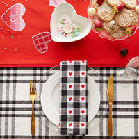 HEARTS DOBBY CHECK NAPKIN SET/6