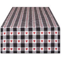 HEARTS DOBBY CHECK TABLE RUNNER 14x108