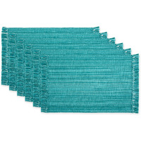 TEAL VARIEGATED FRINGE PLACEMAT SET/6