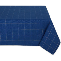 BLUE METALLIC WINDOWPANE TABLECLOTH 60x104