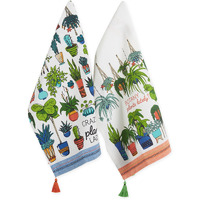 ASST CRAZY PLANT LADY PRINTED DISHTOWEL SET/2