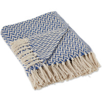 FRENCH BLUE ZIG-ZAG THROW