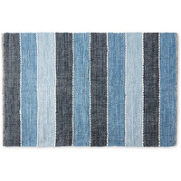 DENIM COLOR BLOCK COTTON CHINDI RUG 4x6FT
