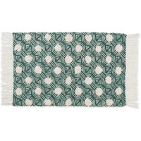 GEOMETRIC TEXTURED FRINGE - TEAL - 2 X 3 FT