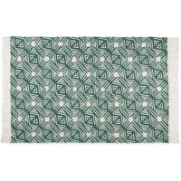 GEOMETRIC TEXTURED FRINGE - TEAL - 4 X 6 FT