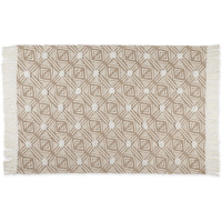 GEOMETRIC TEXTURED FRINGE - STONE - 4 X 6 FT