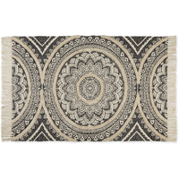 MEDALLION TEXTURED FRINGE - BLACK - 4 X 6 FT