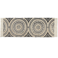 MEDALLION TEXTURED FRINGE - BLACK - 2 FT 3 IN X 6 FT