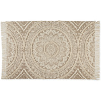 MEDALLION TEXTURED FRINGE - STONE - 4 X 6 FT