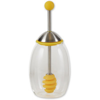 HONEY JAR WITH SILICONE DIPPER - YELLOW