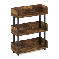 Furinno Turn-N-Tube 3-Tier Toolless Display Rack, Amber Pine/Black