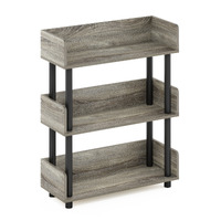 Furinno Turn-N-Tube 3-Tier Toolless Display Rack, French Oak/Black