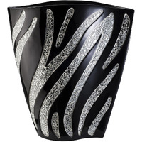 14" Black and Silver Striped Polyresin Table Vase
