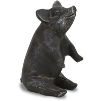 8" Black Rustic Metal Pig Figurine
