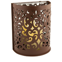 9" Brown Iron Floral Wall Sconce Candle Holder With Candle