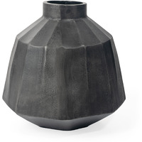 11" Dark Gray Geometric Organic Stripe Round Aluminum Table Vase