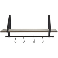 Farmhouse Bathroom Collection - Wall Shelf w/Hooks Gray