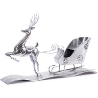 Hammered Metal Reindeer with Sleigh 25.5"L
