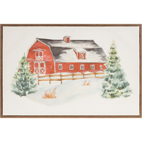 Framed Winter Barn Print 24"L