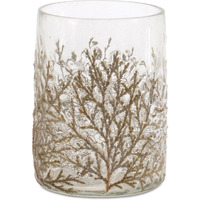 Dried Cedar Glass Candle Holder 4.25"H