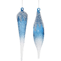 Blue Beaded Ombre Glass Drop Ornament (Set of 12)