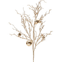 Flocked Twig Branch with Sleigh Bells (Set of 6)