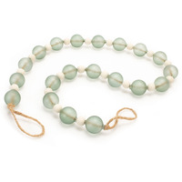 Green Glass and Wood Bead Garland (Set of 2)