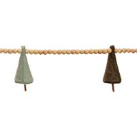 Wood Bead and Felt Pine Tree Garland (Set of 2)