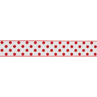 Red and White Polka Dot Wired Ribbon (Set of 2)