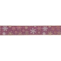Mauve and Glitter Snowflake Wired Ribbon 2.5" x 10yds.
