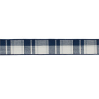 Navy Blue and White Plaid Wired Ribbon (Set of 2)