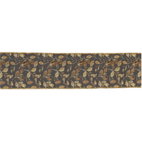 Grey and Gold Leaf Print Wired Ribbon 4" x 5yds