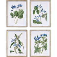 Wood Framed Floral Print (Set of 4)