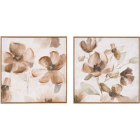 Wood Floral Block Plaque (Set of 2)