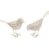 Wicker Design Bird Figurine (Set of 4)