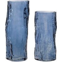 Blue Wavy Glass Vase (Set of 2)