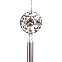 Bronze Metal Bumble Bee Wind Chime 33"H