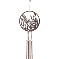 Bronze Metal Dragonfly Wind Chime 33"H