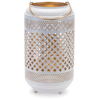 Lattice Punched Metal Lantern with Gold Accent 13.75"H