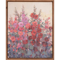 Framed Hollyhock Floral Canvas Art 29"H