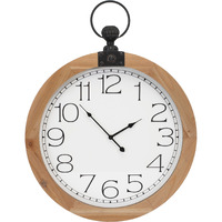 Round Wood Wall Clock Under Glass 23.75"D