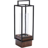 Wood Candle Holder with Iron Frame 20"H